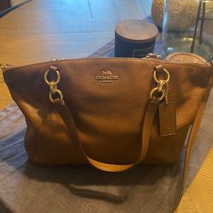 Brown leather Coach purse